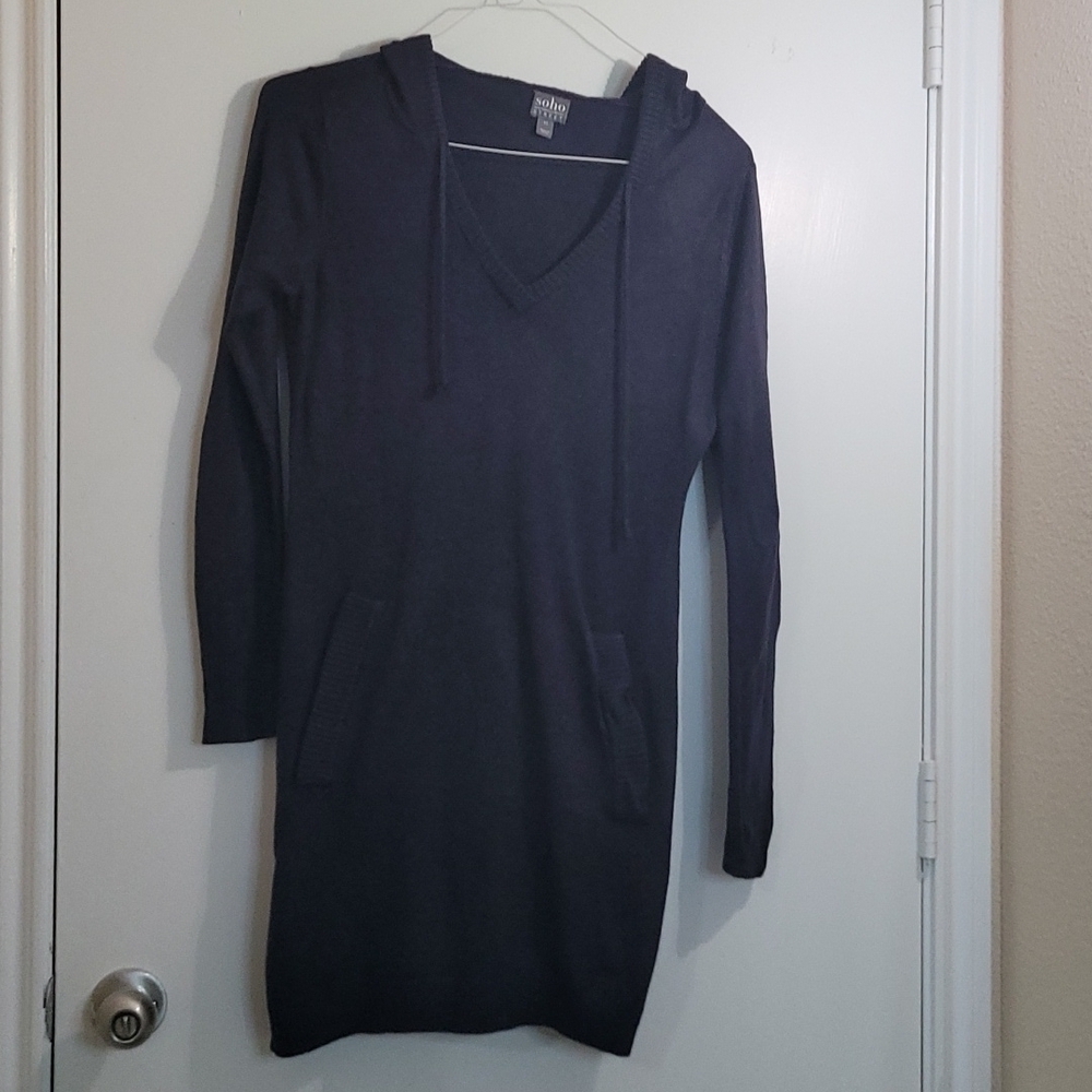 Soho Street Hood Sweater Dress Navy Size XS